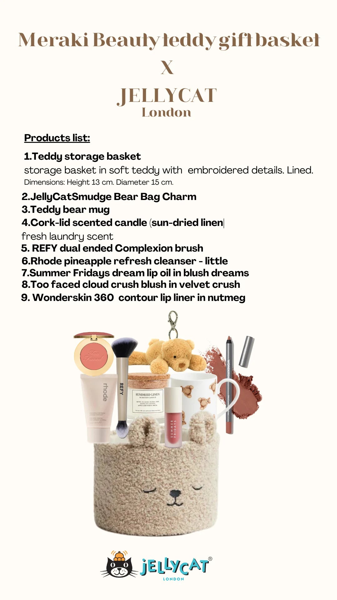Meraki Beauty – Teddy gift basket X Jellycat